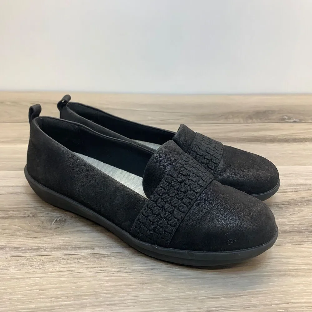 Clarks Womens Ayla Sloane Black‎ Cloudsteppers Slip On Comfort Flats Size 8.5 W